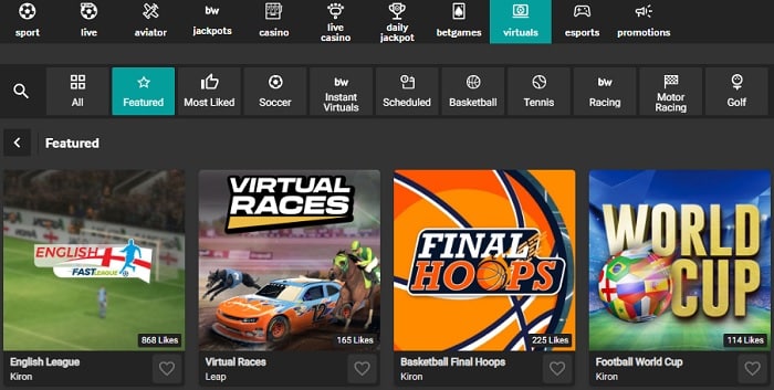 Betway Virtual Sports Betting