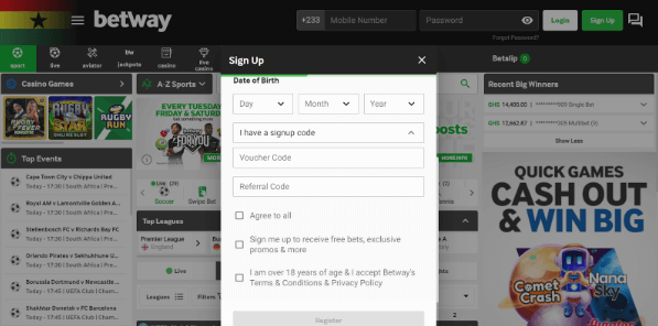 betway ghana sign up review