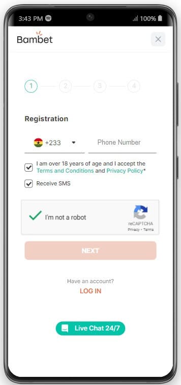 Bambet Ghana App Registration