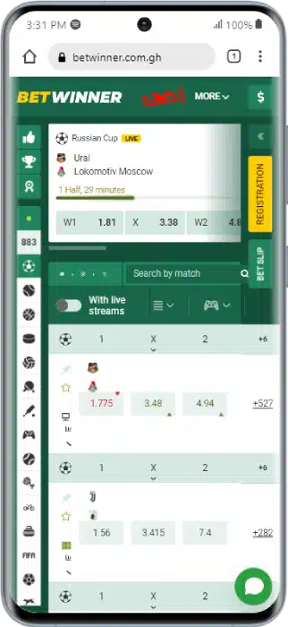BetWinner Sports Section