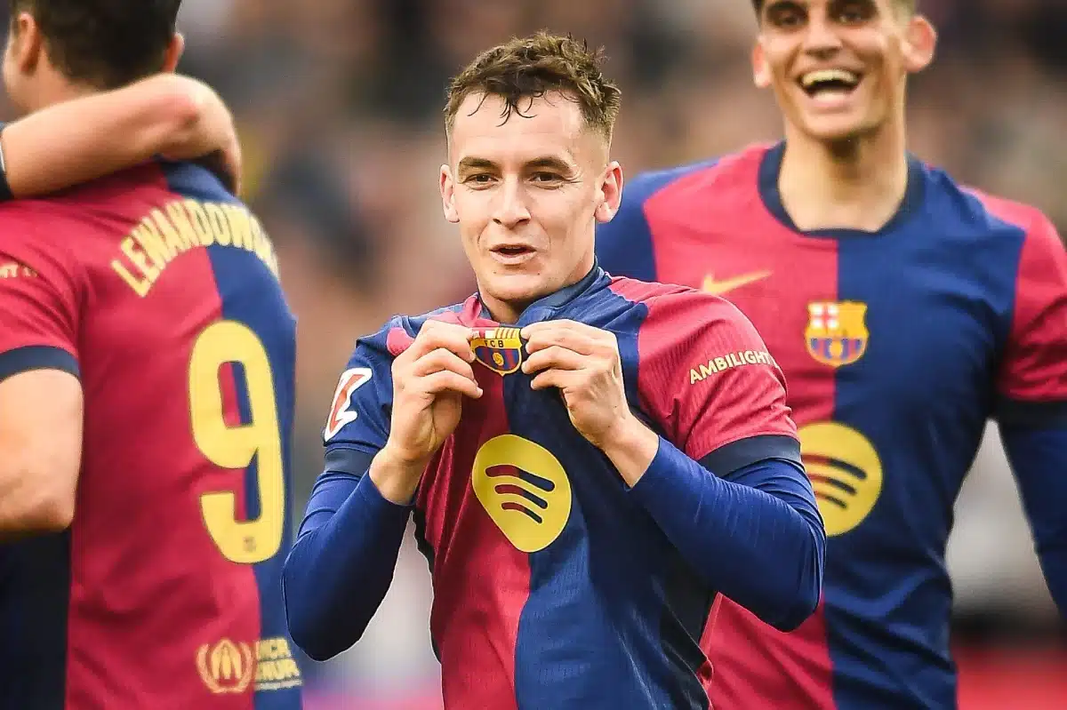 Marc Casado of Barcelona celebrates his goal during the Spanish championship La Liga football match between FC Barcelona and Real Sociedad on 2 March 2025.