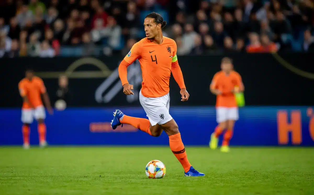 Virgil van Dijk during Netherlands vs Germany EURO qualification.
