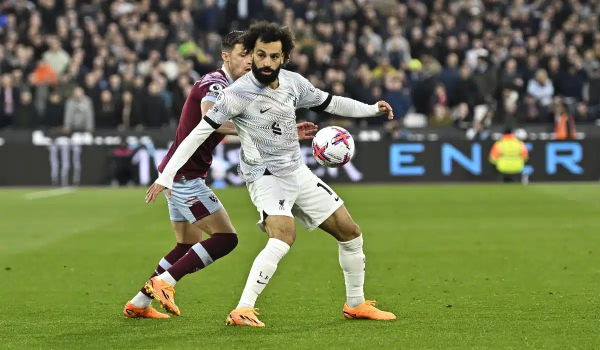 Mohamed Salah during the West Ham vs Liverpool Premier League match at the London Stadium