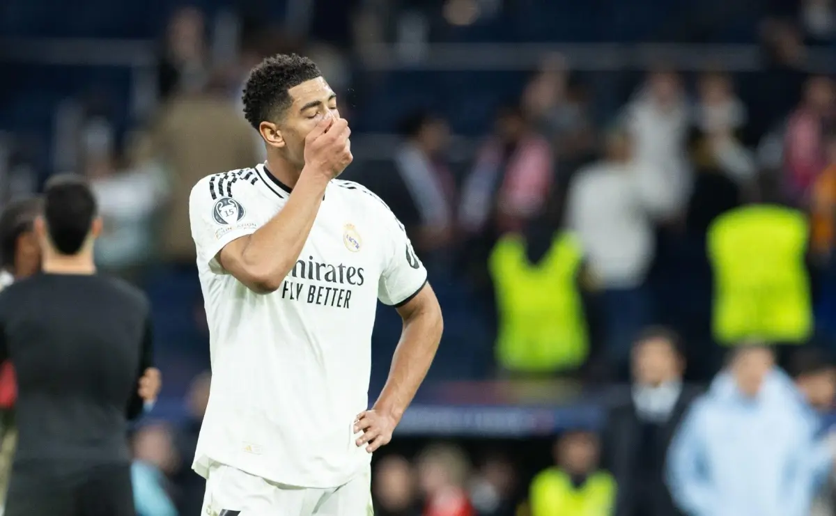 Bellingham during the second leg of the UEFA Champions League, Real Madrid vs Arsenal, April 16