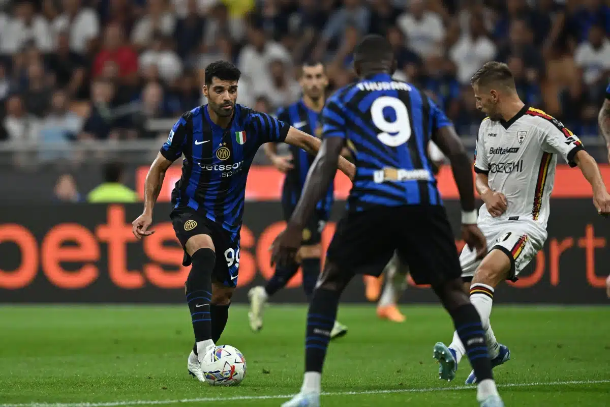 Mehdi Taremi in action during the Serie A match between Inter and Lecce.