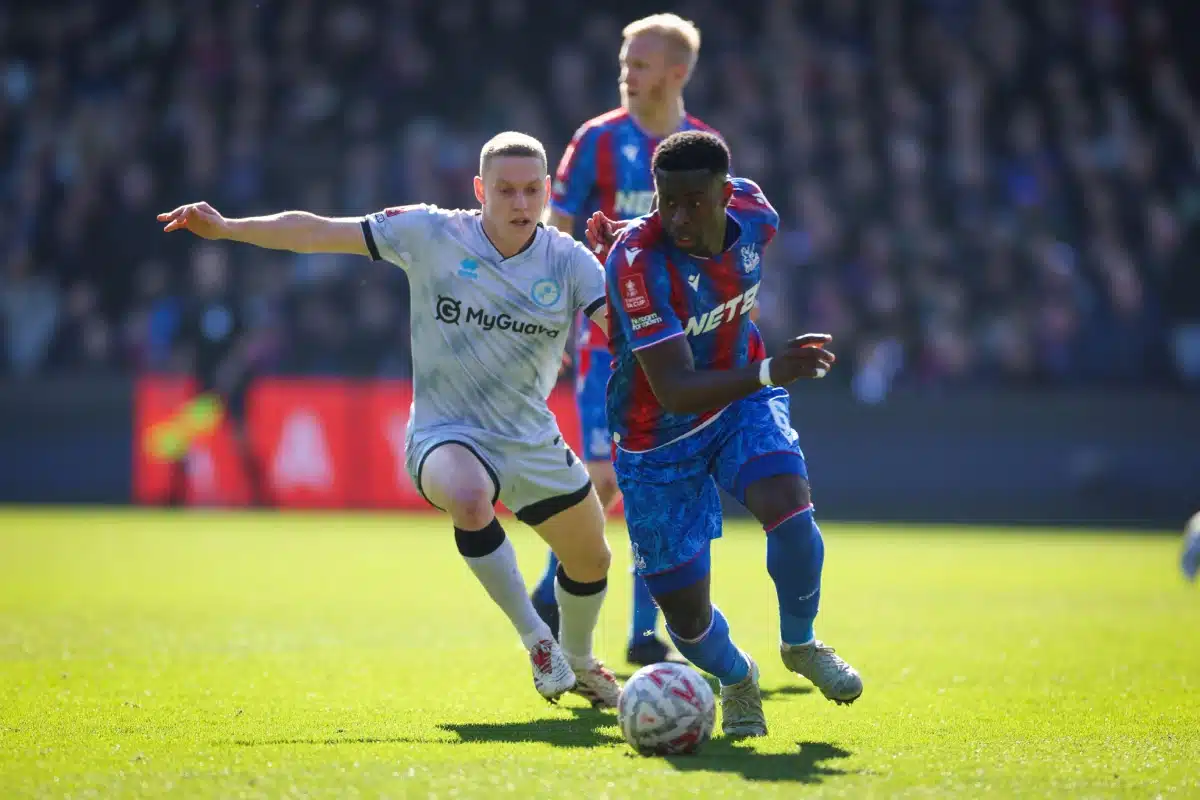 Bryan Mbeumo of Brentford FC takes a shot during the Brentford FC v Liverpool FC English Premier League match, 2025