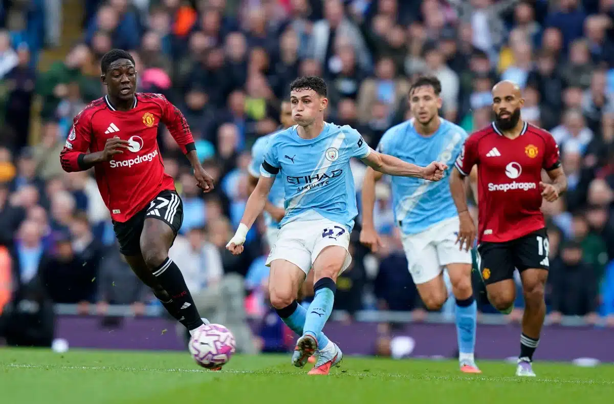 14th Sep, 2025. Phil Foden of Manchester City during the Manchester City vs Manchester United Premier League match at the Etihad Stadium, Manchester
