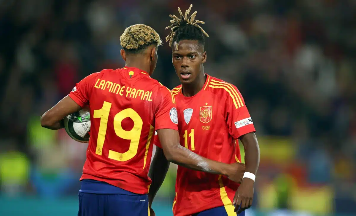 Nico Williams of Spain and Lamine Yamal of Spain, 2025